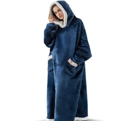 Adult Winter Wearable Blanket Hoodie Blanket Cover with Sleeves for Women Men Sherpa Wearable Blanket Thick Flannel Cozy One Siz