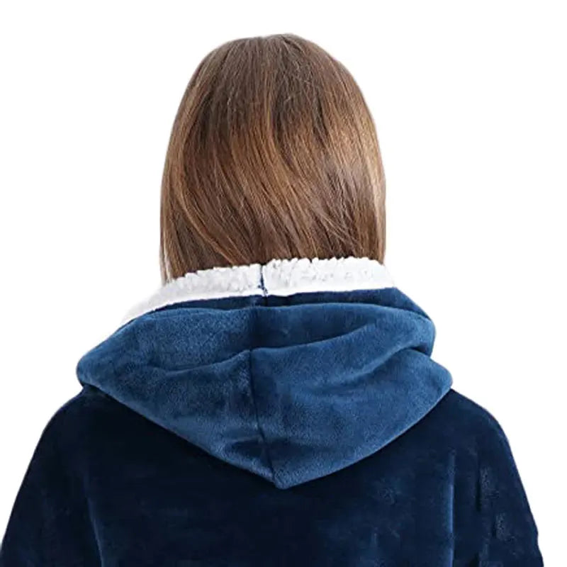 Adult Winter Wearable Blanket Hoodie Blanket Cover with Sleeves for Women Men Sherpa Wearable Blanket Thick Flannel Cozy One Siz