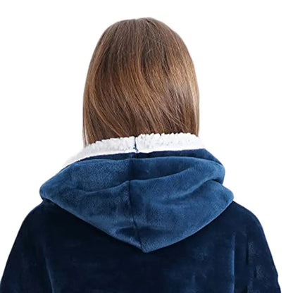 Adult Winter Wearable Blanket Hoodie Blanket Cover with Sleeves for Women Men Sherpa Wearable Blanket Thick Flannel Cozy One Siz