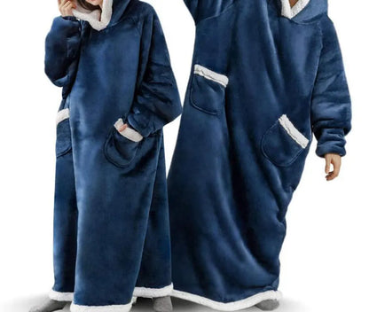 Adult Winter Wearable Blanket Hoodie Blanket Cover with Sleeves for Women Men Sherpa Wearable Blanket Thick Flannel Cozy One Siz