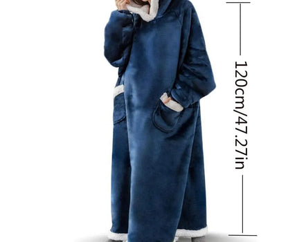 Adult Winter Wearable Blanket Hoodie Blanket Cover with Sleeves for Women Men Sherpa Wearable Blanket Thick Flannel Cozy One Siz